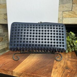 Christian Louboutin Navy Panettone Spike Long Wallet